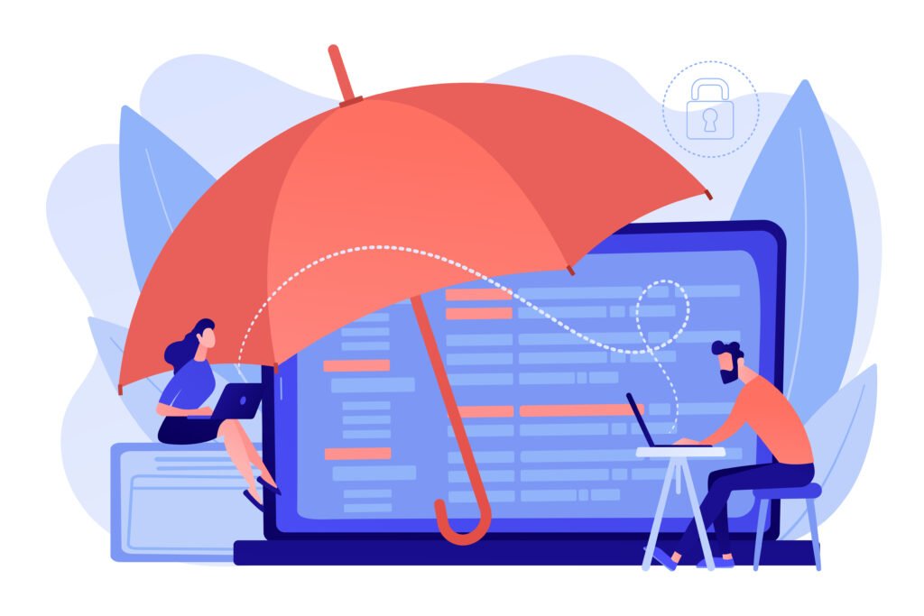 Cyber insurance concept vector illustration.
